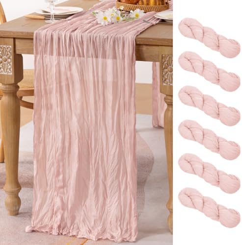 Pink Cheesecloth Table Runner Fall Wedding Bridal Party Decor 10ft, 6 Pack by MLMC