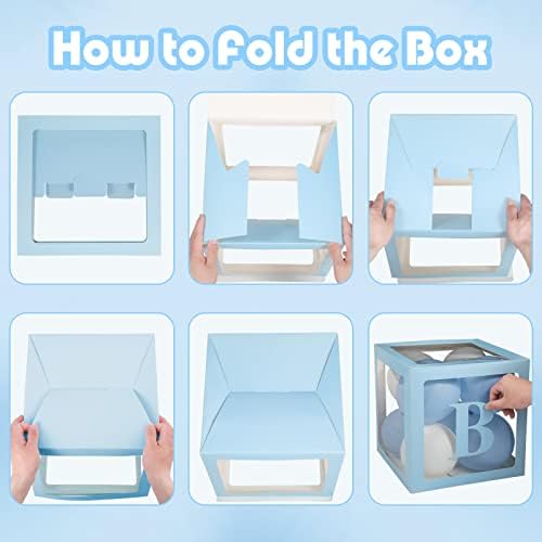 Voircoloria Baby Balloon Boxes with Letters, Blue, 4 Transparent Boxes - Image 7