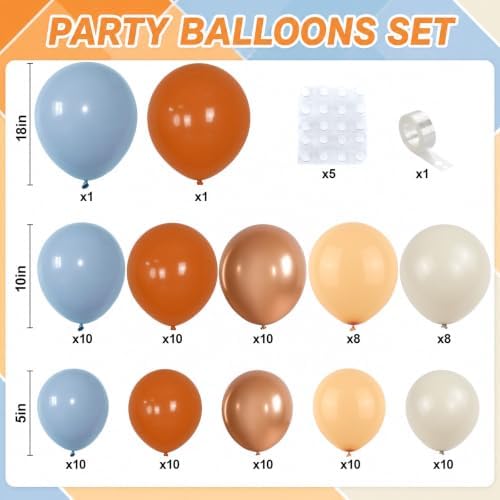 Thanksgiving Fall Balloons Garland Arch Kit, Burnt Orange Dusty Blue - Image 2