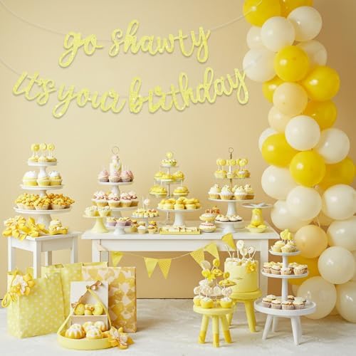 BEISHIDA Light Yellow Pre-Strung Go Shawty It's Your Birthday Banner Decor - Image 6