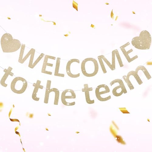 Pre-Strung Glitter Welcome to the Team Banner Welcome Banner Welcome Decorations for Office New Hire Events Corporate Onboarding & Team Building Parties (Champagne Gold) by Unknown