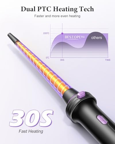 5 in 1 Curling Iron, Curling Wand Set with Thermal Brush, Flat Iron Hair Straightener, 3 Ceramic Irons (0.35"-1"), 13 Adjustable Temps, Hair Curler Waver with Heat Resistant Mat, Glove, Clip - Image 5