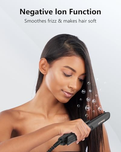Annlary Hair Straightener 1 Inch Flat Iron and Curler 2 in 1 Titanium Ceramic Ionic Dual Voltage Straightener with Heat-Resistant Silicone, for Less Frizz, Shinier & Smoother - Image 2