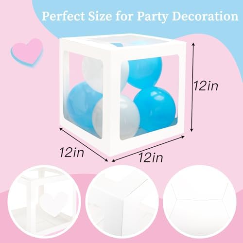 RUBFAC Baby Boxes with Letters and 36 Balloons, 4pcs Clear Balloon Boxes for Gender Reveal Baby Shower Decorations - Image 3