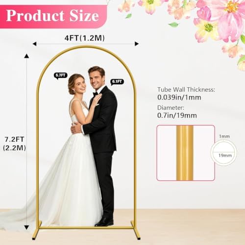7.2 FT Metal Arch Backdrop Stand, Party Balloon Arch Stand - Image 2
