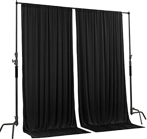 AK TRADING CO. 10 feet x 10 feet IFR Polyester Backdrop Drapes Curtains Panels with Rod Pockets - Wedding Ceremony Party Home Window Decorations - Black - Image 2
