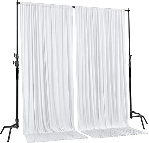 AK TRADING CO. 10 feet x 10 feet Polyester Backdrop Drapes Curtains Panels with Rod Pockets - Wedding Ceremony Party Home Window Decorations - White - Image 2