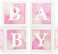 44-Pc Baby Shower Boxes & Balloons, Gender Reveal - Classic White & Pink by Vellax