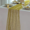 10Pcs Olive Green Gold Table Runner Metallic Foil Shimmer Sheer Gauze 10ft by Snowkingdom