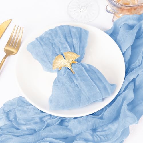 DeZerlor Baby Blue Washable Cheesecloth Napkins Set of 12 for Wedding Party - Image 3