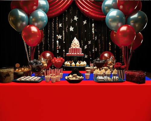 Oudain 3 Pcs Plastic Disposable Table Cloth 54" x 108", Red, Blue - Image 4