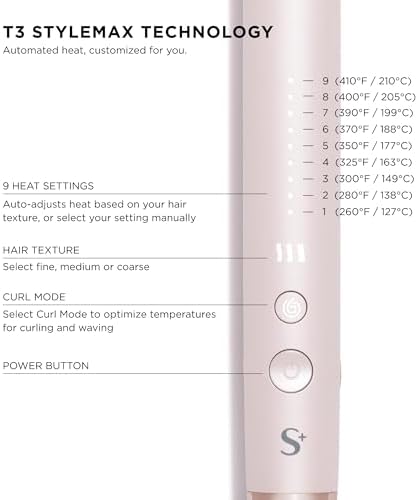 T3 SinglePass StyleMax Professional 1" Ceramic Flat Iron with Custom Heat Automation, 9 Heat Settings, Longer Ceramic Plates, for Straightening, Waving, Curling & Styling - Image 2