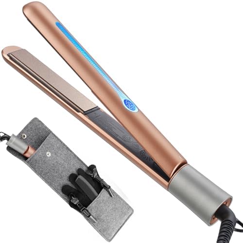 NITION Ceramic Tourmaline Hair Straighteners LCD Flat Iron MCH 10s Fast Heating Up. 1" Smooth 3D Floating Plate Healthy Straightening Tools. Travel Pouch Bag. Dual Voltage. Luxury Gift Box by NITION