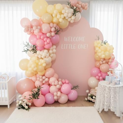 Pink and Yellow Balloon Arch Garland Kit 157pcs, Pastel Pink Light Pink Yellow Sand White Balloons Arch Kit for Birthday Baby Shower Bridal Shower Wedding Bee Bear Themed Party Decorations - Image 4