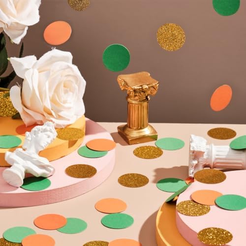MOWO Gold Orange and Green Confetti Table Decoration, 1.2'', 200pc - Image 3