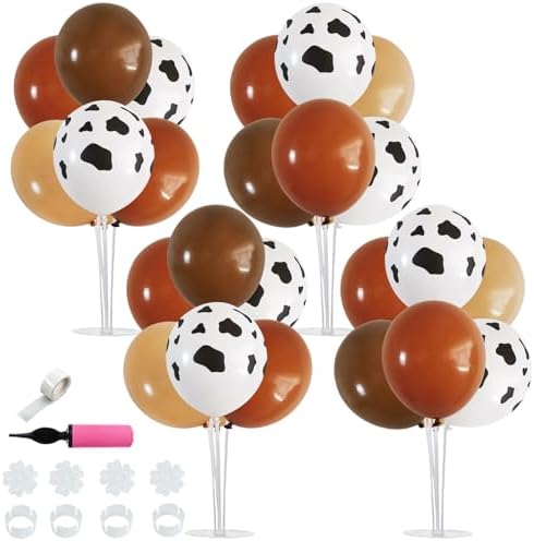 TONIFUL 4 Set Brown Nude Cow Balloon Stand Balloon Centerpiece for Table by TONIFUL