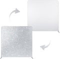 Oudain 7.6 x 7.6 ft Photo Booth Backdrop Sparkling Silver Tension Fabric Wedding Photo Booth Backdrop Double Sided Tension, Fabric Only, No Frame for Graduation Wedding Trade Show Event Photography by Oudain