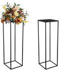 31.5inch 2 pcs Column Vases Metal Flower Stand Black Wedding Centerpieces for Tables Party Floral Stands for Flowers by MEISHAONV