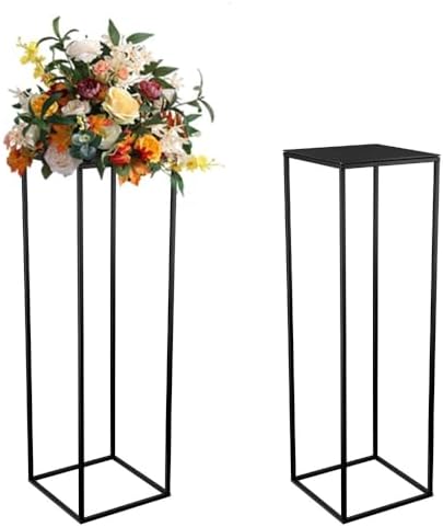 31.5inch 2 pcs Column Vases Metal Flower Stand Black Wedding Centerpieces for Tables Party Floral Stands for Flowers by MEISHAONV