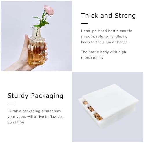 SUPMIND Glass Bud Vases Set of 5, Small Gold Amber Flower Vases in Bulk - Image 6