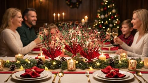 6 Pack Christmas Centerpieces for Tables Red Green - Image 3