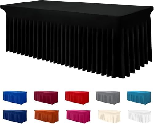 Smiry Spandex Elastic Fitted Table Cloth Skirt for 6FT Rectangle Table by Smiry