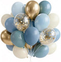 PartyWoo Dusty Blue Balloons 66pcs 12 Inch Slate Blue White Gold Balloons by PartyWoo
