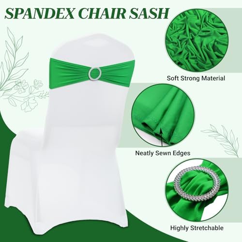 MDS Pack of 75 Spandex Chair Sashes for Wedding Party & Event – Light Green - Image 3