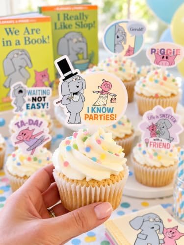Elephant and Piggie Stickers Willems Party Decorations (24 Cupcake Toppers) - Image 2