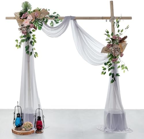Pack of 2 Wedding Arch Drape Panel Fabric 30" x 75ft - Cool Gray - Image 2