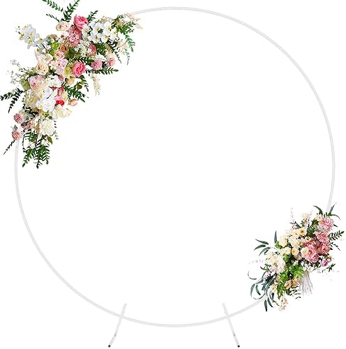 Wokceer Round Backdrop Stand 7.2FT White Metal Circle Balloon Arch Frame by Wokceer