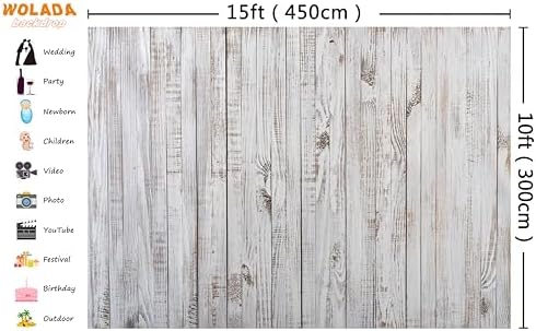 15x10FT Vintage Wood Backdrop Retro Rustic White Gray Wooden Floor Backdrops for Photography Kids Adult Photo Booth Video Shoot Vinyl Studio Prop 11890 - Image 3