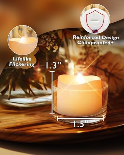Homemory 24-Pack Flameless Tea Lights Candles Battery Operated, 200+ Hours - Image 3