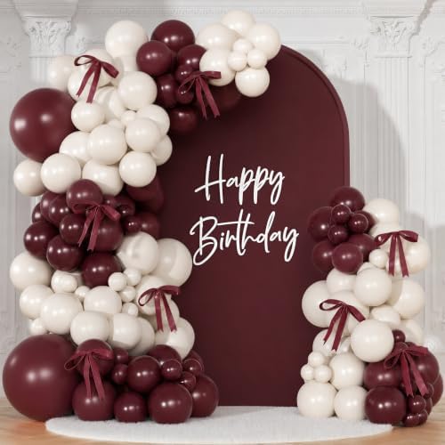 Burgundy White Balloon Arch Kit for Birthday Decor by NUTTYBASH