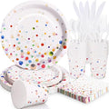 Colorful Birthday Plates and Napkins 168PCS Happy Birthday Party Plates Set for Holiday Party Supplies Bubble Decorations,Confetti Colorful Paper Plates Disposable Tableware Serve 24 by Gudvilla