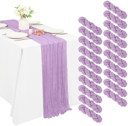 20 Pack Cheesecloth Table Runner 20 x 120 Inch, Lavender by XLEUDTER