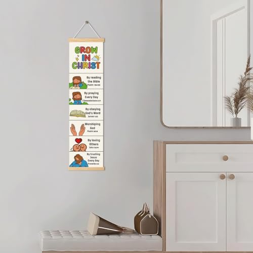 Christian Decor, Grow in Christ Poster, Bible Lesson Banner for Home Church Classroom Decoration, Inspirational Religious Gift, Family Hanging of Scripture and Words Decorations 13 - Image 5