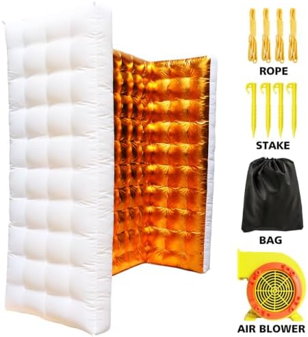 Inflatable Photo Booth Wall –8.2X8.2X4FT Portable Backdrop with LED Lights, Easy Setup for Parties, Weddings, Birthdays & Events – Golden - Image 3