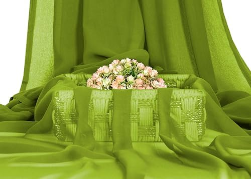 5 Yard Chiffon Fabrics, 44" Wide, Lightweight, Sheer – Apple Green - Image 2