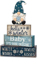 Moucuny 4 Pcs Winter Wood Block Signs Gnome Farmhouse Table Decoration by Moucuny