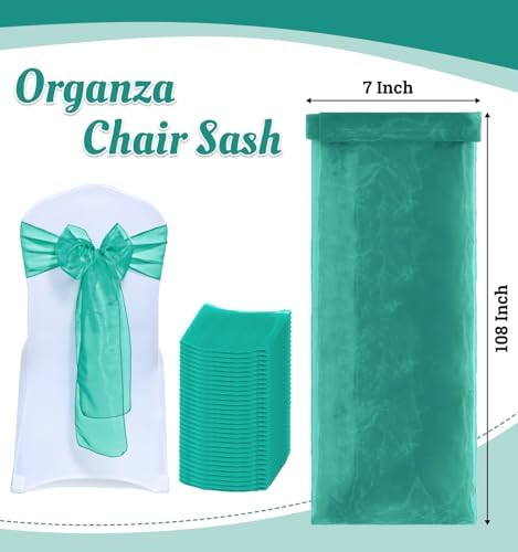 Pack of 75 Organza Chair Sashes for Wedding & Event Décor – Emerald Green - Image 3