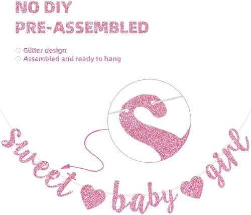 BEISHIDA Pre-Strung Glitter Pink Girl Baby Banner Baby Shower Decor - Image 3