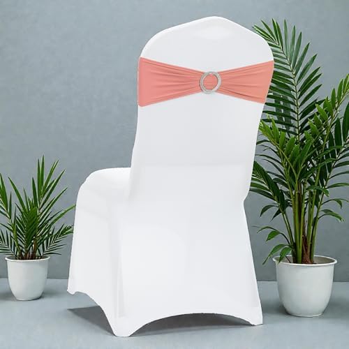 MDS Pack of 50 Spandex Chair Sashes for Wedding Party & Event – Coral Peach - Image 5