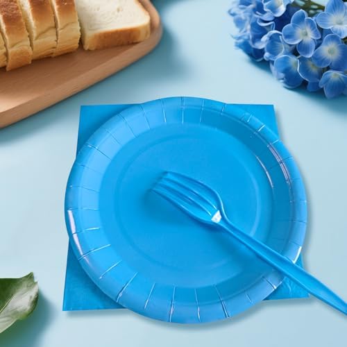 Serves 35 Guests Dusty Blue Plates and Napkins Party Supplies - Image 3