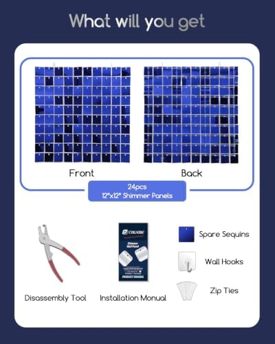COKAOBE LiteGrid Series Shimmer Wall Backdrop - 24Pcs Blue - Image 2