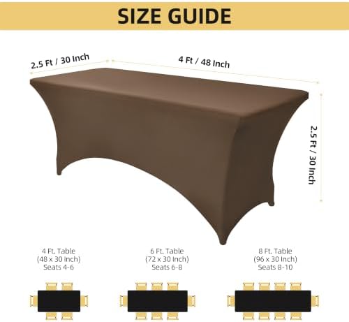 6-Pack 6ft Spandex Table Covers for Rectangle Standard Folding Tables - Wrinkle Resistant Stretch Tablecloths - Ultimate Fitted Table Protector for Parties, Trade Shows, Wedding - Image 4