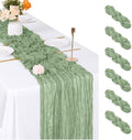 6 Pack Sage Green Cheesecloth Table Runner, 17 x 108 inch, Semi Sheer Boho Cheese Cloth Fabric Table Runner Bulk for Wedding, Birthday, Party, Holiday, Home Decor (Sage Green) by ACSUIT
