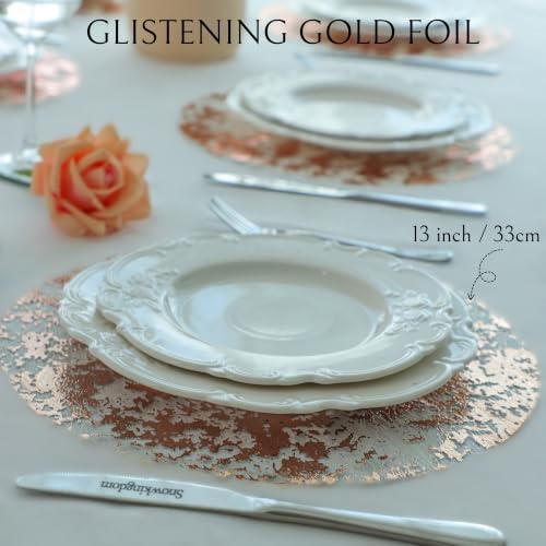 50 Pcs Rose Gold Placemats Round Disposable Glitter Charger 13" - Image 3