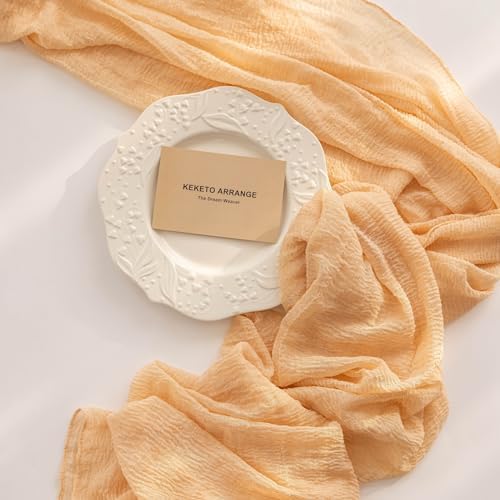 6Pcs Deep Beige Cheesecloth Table Runner 120 Inches for Party Home Decor - Image 5