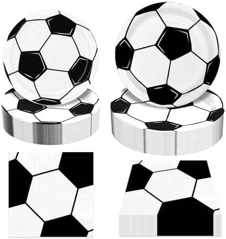 180Pcs Soccer Party Supplies Paper Plates and Napkins Serve 60 by Hpscdyo